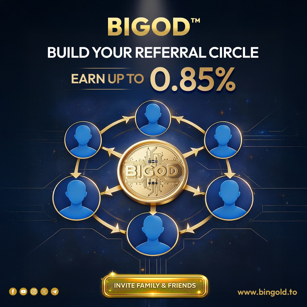 BiGODToken's tweet image. 💛 Build your referral circle with BIGOD
One connection at a time.
One trusted network.
🔗 Invite family &amp;amp; friends
💰 Earn up to 0.85% from your referral circle
Not just rewards.
It’s about trust, transparency, and real value.
#BIGOD #DigitalGold #Referral #GoldBacked #RWA
