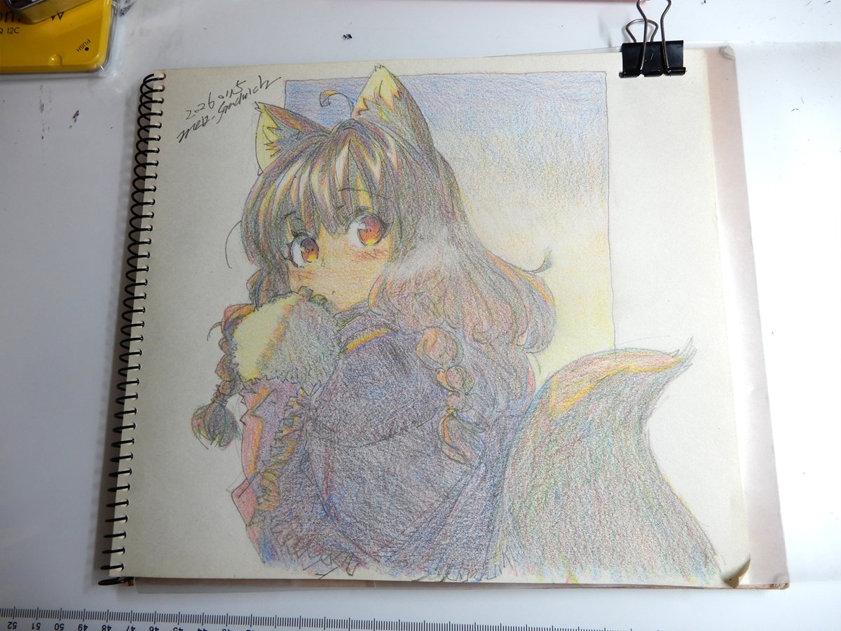 アナログ2424：冬の吐息】超久々にクロッキー帳に色鉛筆。5色で塗って