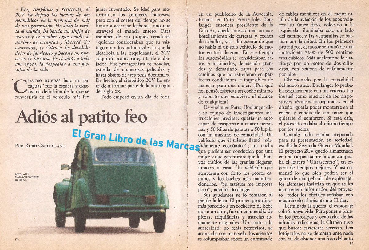 EGLDLMarcas's tweet image. A principios de 1991 Selecciones publicaba que el año anterior Citroën había decidido dejar de producir su emblemático modelo 2CV #elgranlibrodelasmarcas