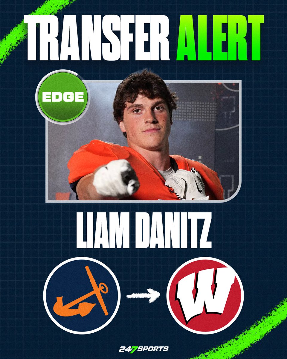 BREAKING: Wisconsin gets a commitment from Hope College EDGE transfer Liam Danitz.

Other visits are canceled.

Badgers get some serious speed in their front seven.

247sports.com/college/wiscon…