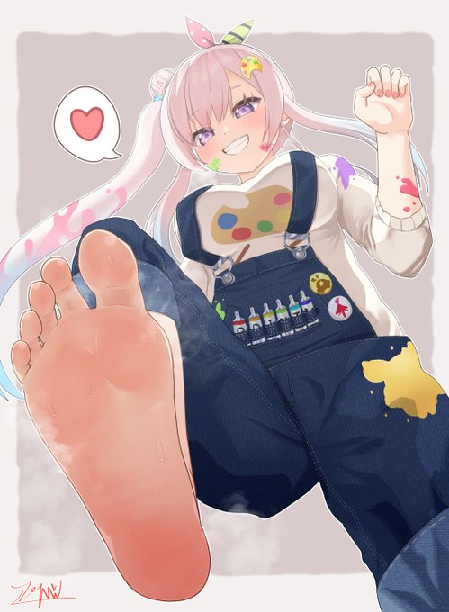 ホロライブIDのアイラニ・イオフィフティーンちゃんに足で踏んでもらうイラストを描きました 