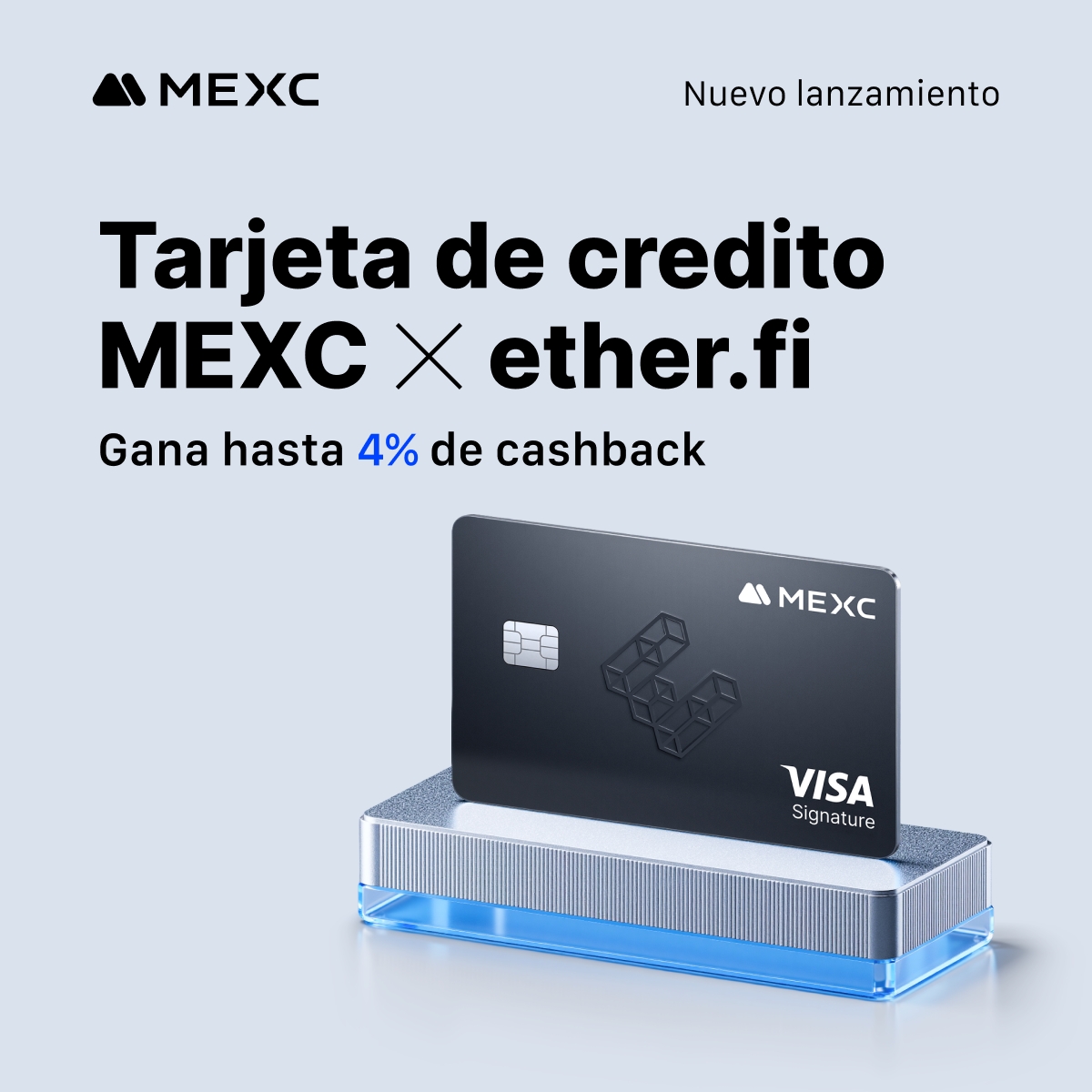 Potencia tu día a día con la tarjeta MEXC x @ether_fi! 💳 Deposita ahora y  obtén: ✓ $15 de recompensa instantánea ✓ 4% de cashback en TODAS tus  compras diarias ¡La forma