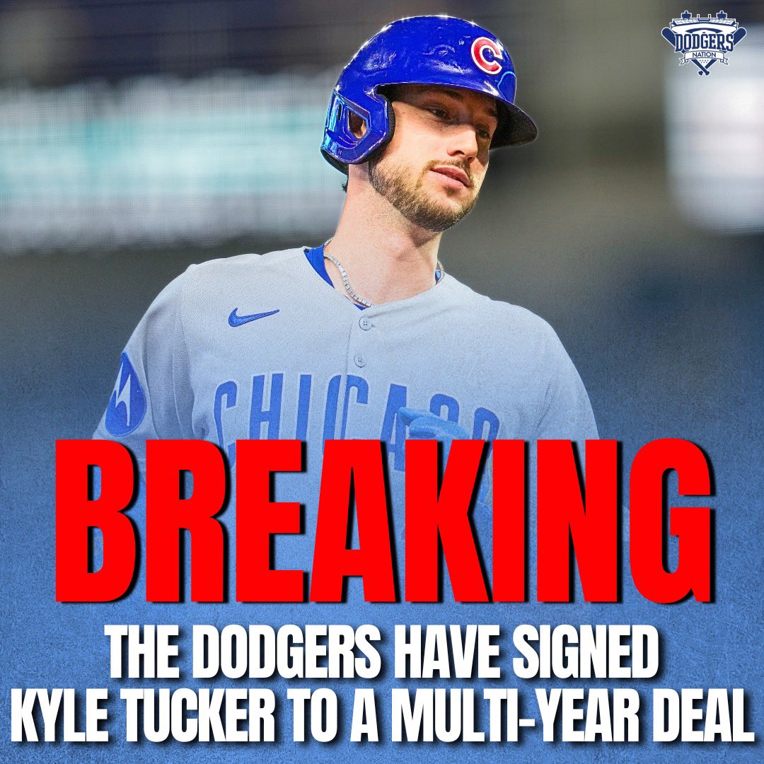 DodgersNation's tweet image. BREAKING: The Dodgers have signed top free agent OF Kyle Tucker 🚨

Tucker fills a major need for LA in the outfield, is just 28-years-old and has championship experience.

WELCOME, KYLE!