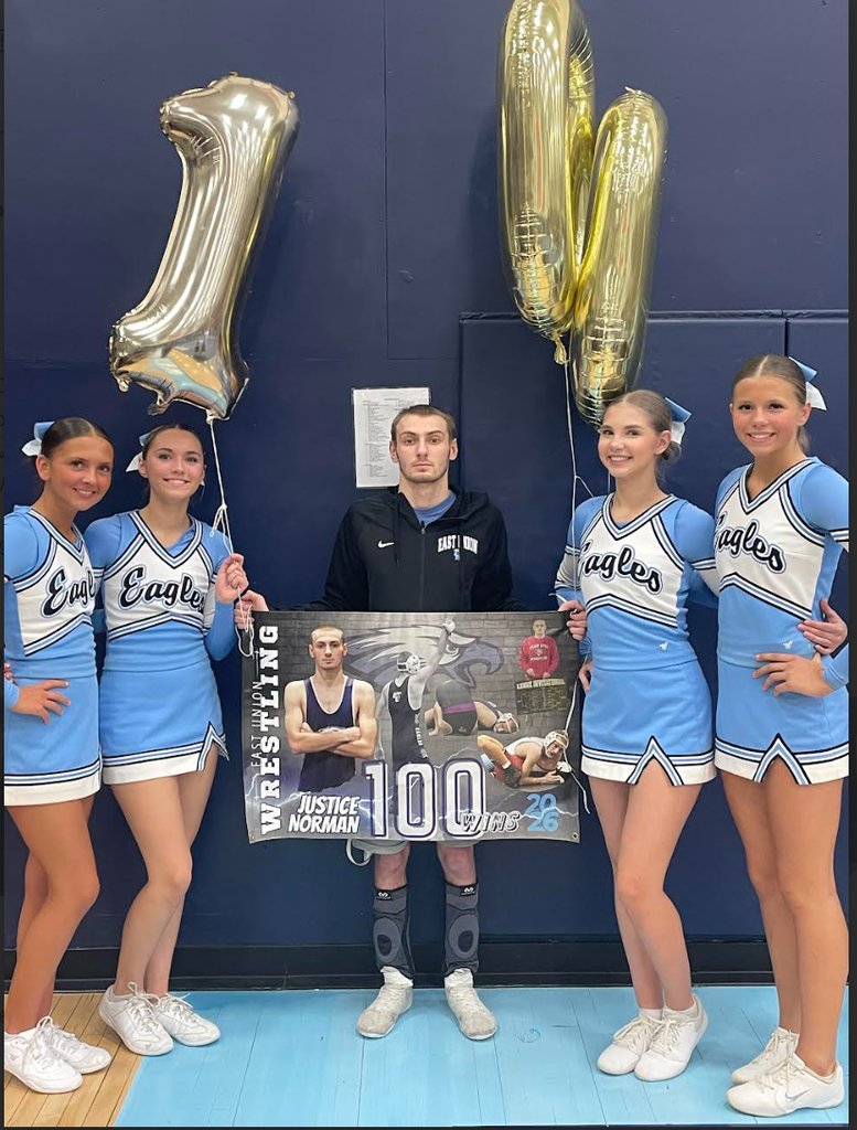 EU_CSD's tweet image. Congratulations to East Union Junior wrestler, Justice Norman, who picked up his 100th career WIN at tonight's HOME Quad!!!