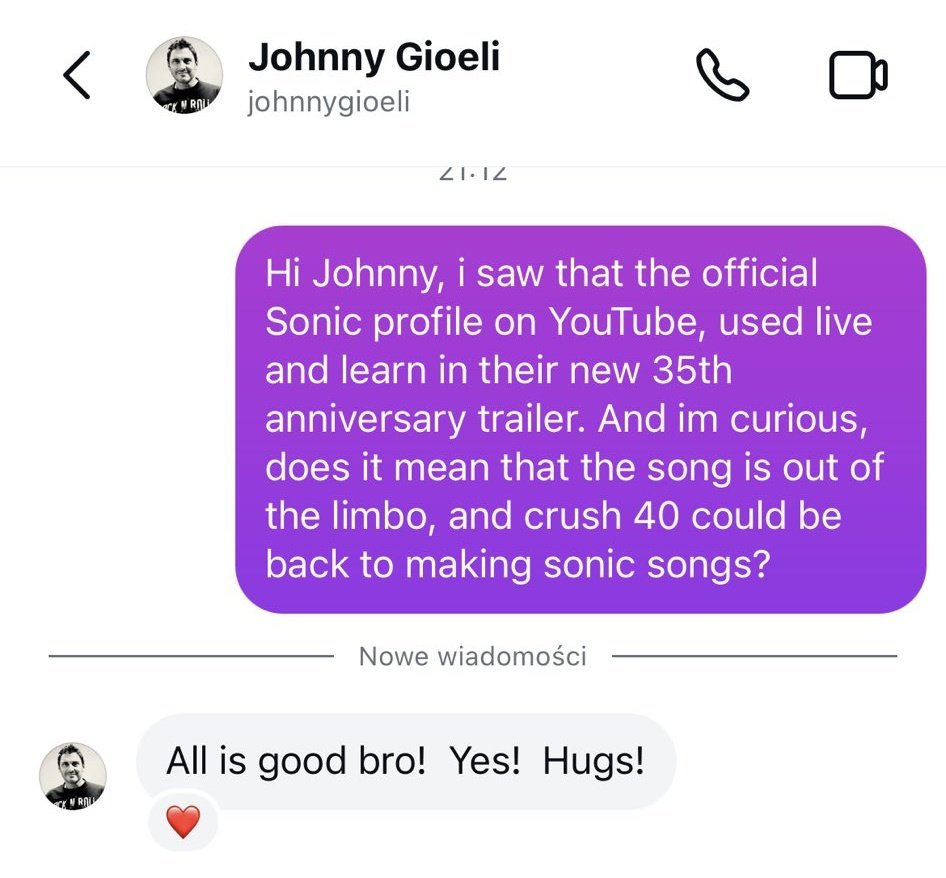 SAAC_News's tweet image. It seems that the Crush 40 X SEGA dispute has been resolved, and the group's songs can be used in Sonic projects once again!

That is why the new Live &amp;amp; Learn remix is in the Sonic's 35th anniversary's trailer.

#SonicTheHedgehog #Sonic35th #SonicNews