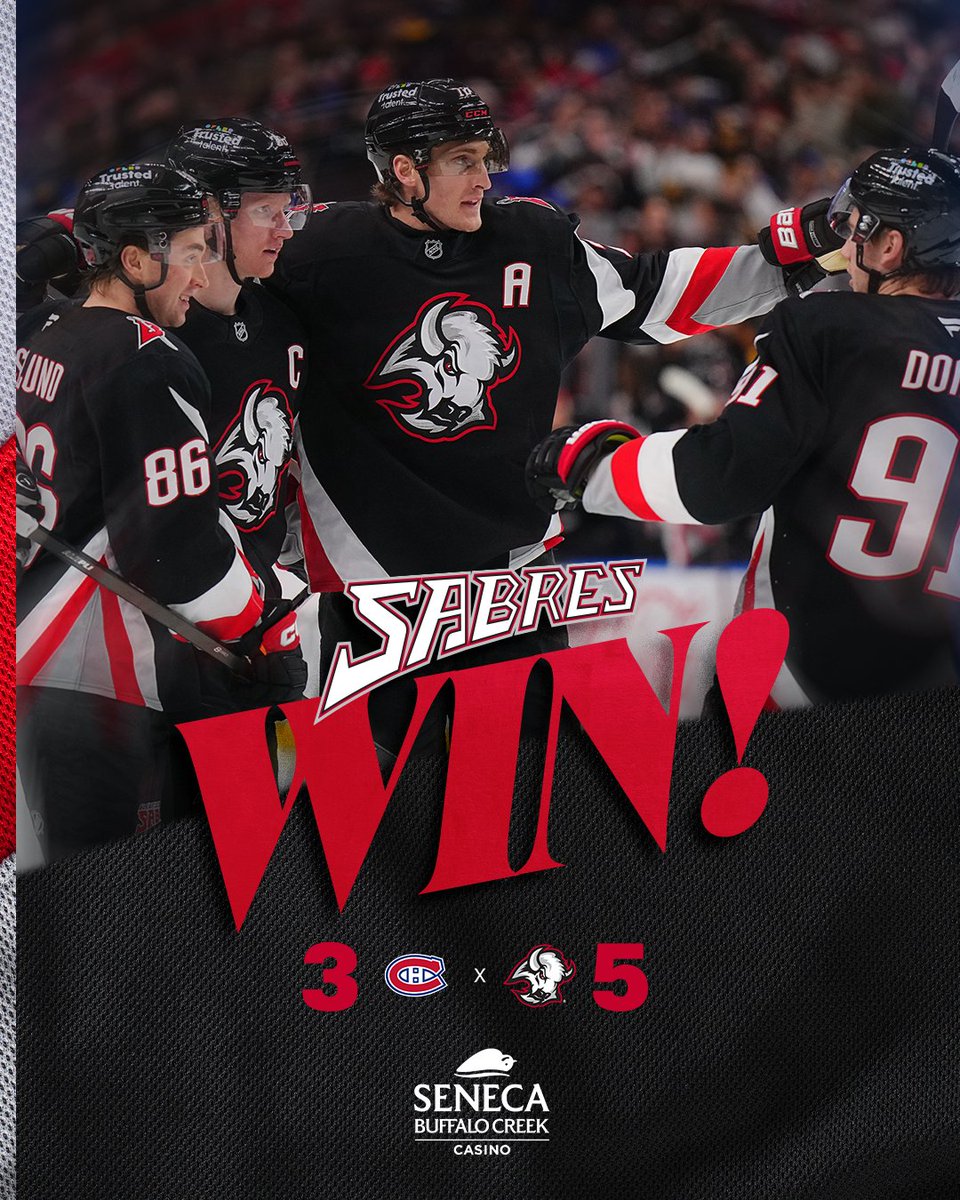 BIG SABRES DUB ⚔️ 

#LetsGoBuffalo | <a href="/SenecaBuffalo/">Seneca Buffalo Creek Casino</a>