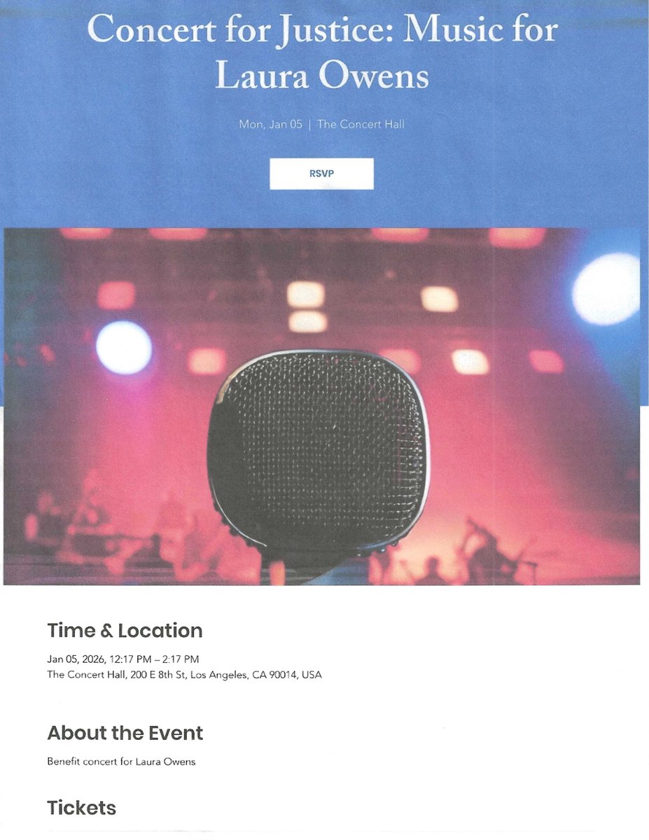 robertandre007's tweet image. QQ:  What if Laura Owens' Travel Plans to California, will be the BENEFIT CHARITY CONCERT?  It was suppose to be earlier this month? I am assuming bc why request to leave for a weekend, when there are plenty of sick family members and horse competitions within the state border?