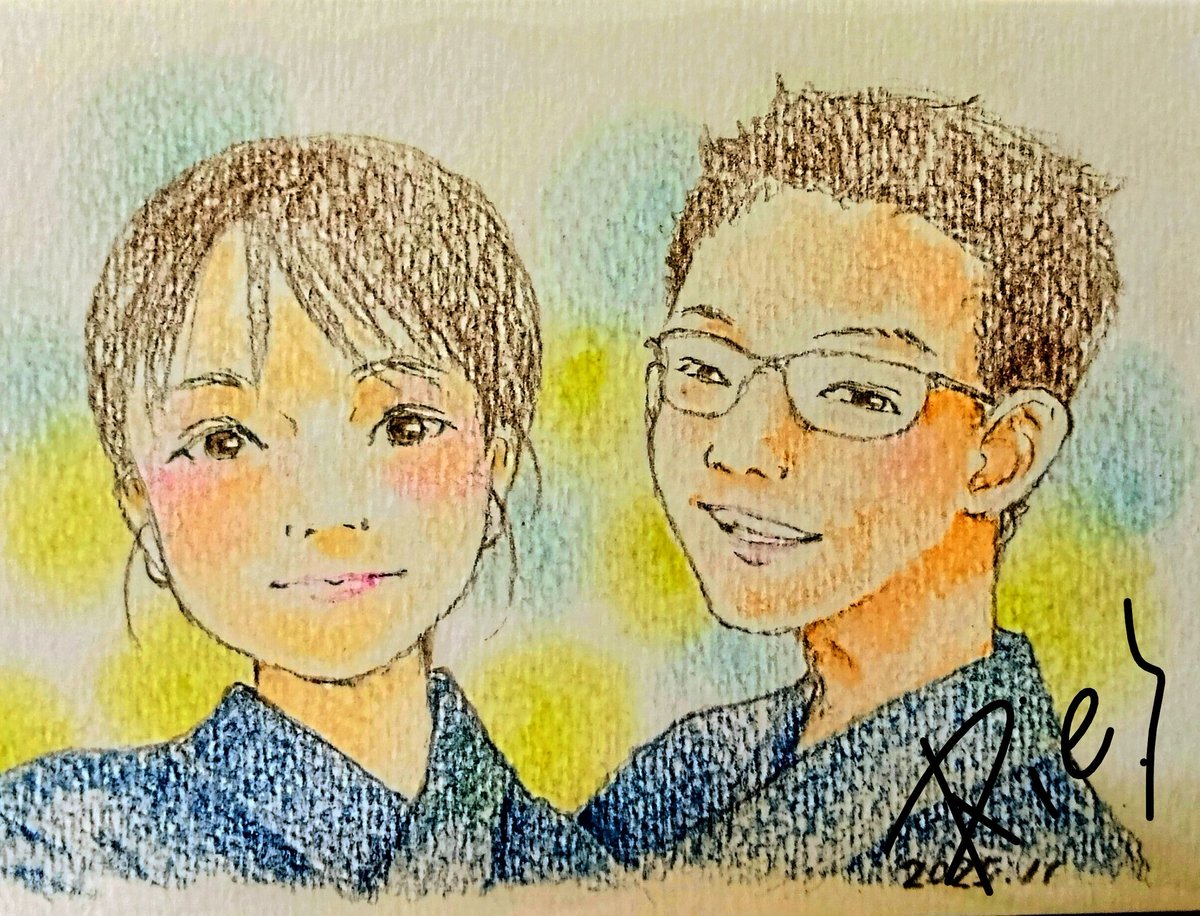 剣道を頑張るご兄妹を描かせていただきました♪ #似顔絵