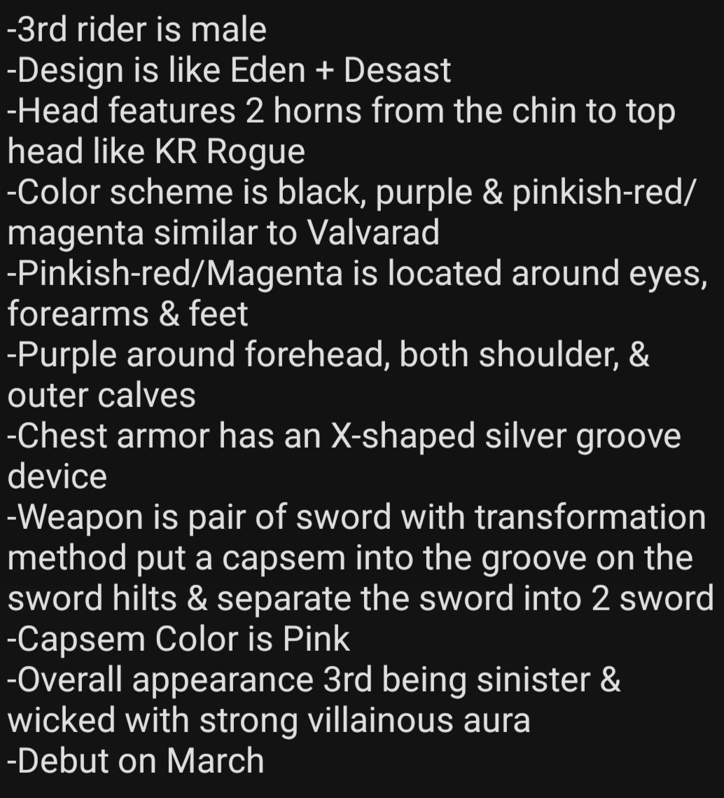 TokuRed's tweet image. Rumor 

3rd rider description

#kamenrider zeztz