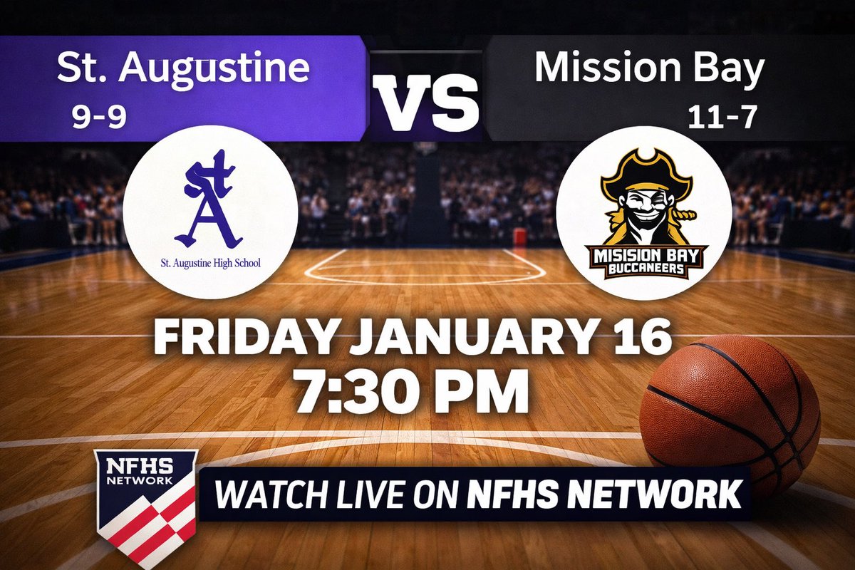 SoCalSportsProd's tweet image. 2026 @cifsds Basketball Friday January 16th at 7:30PM: @saints_info vs. @missionbayhigh 

Watch the Live Broadcast only @NFHSNetwork with Wolf &amp;amp; Conroy on the Call! @SBLiveCA @CoastalPrepRep @MaxPreps @PrepHoops 

Watch here:  nfhsnetwork.com/events/socal-s…