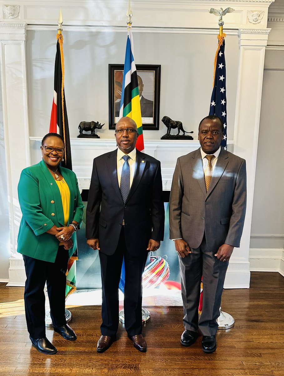 phylisjerono's tweet photo. This morning, I had the honor of paying a courtesy call to H.E. Ambassador David Kerich, Kenya’s Ambassador to the United States, and Bartholomew Lumbasi, Kenya’s Education Attaché, at the Embassy of Kenya in Washington, DC.
@KenyaembassyDC https://t.co/piKDlrZCa8