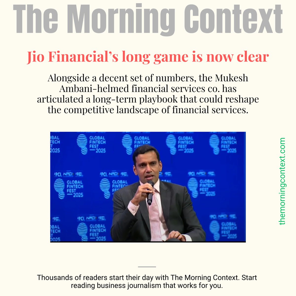 MorningContext's tweet image. Jio Financial Services surges 101%. Lending &amp;amp; payments booming, lifecycle-focused strategy locks in customers, SBI stake boosts stickiness, first-time mutual fund investors jump 10%→18% beyond top 30 cities!

@imFmoharkan  &amp;amp; @sonalch10 write: themorningcontext.com/business/jio-f…
