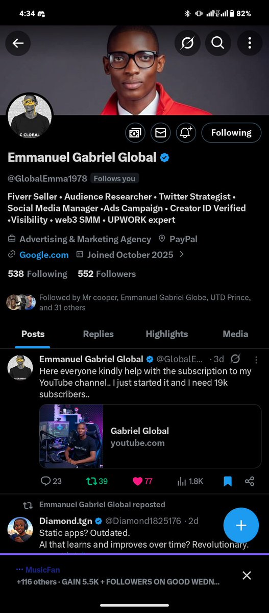 GabrielGlo14168's tweet image. Hello everyone 👋👋 
Am a social media manager and strategist... 
Let's connect.. I would love to connect with you..
x.com/GlobalEmma1978
Here's my X handle.. please check it out..