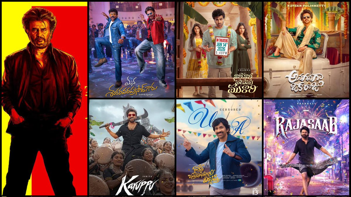iammoviebuff007's tweet photo. The Telugu film industry released five films for Sankranthi, and all of them are festival-vibe family entertainers.. 💥 Out of the five films, three received positive reviews..🤝

• They clearly understand their audience’s pulse..👍 People want fun, festival-mode family entertainers during holidays, and they are delivering exactly that..👌

• After #JanaNayagan’s postponement, if #Karuppu had been ready, they could have released the film.. #Karuppu is a 100% Agmark festival film.. Missing both the Diwali and Pongal slots, it now looks set to release on some random Mariamman festival day later..🚶

• Superstar #Rajinikanth has promised that #Thalaivar173 will be a commercial entertainer..🤝 This film is gonna bring back the glory of Pongal holidays next year..❣️