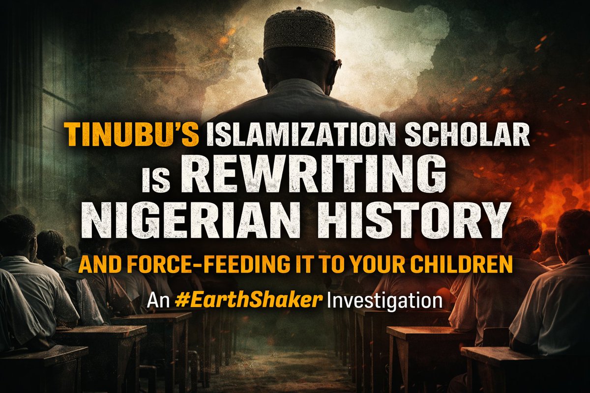 MikeArnoldTruth's tweet image. NEW #EARTHSHAKER INVESTIGATION: Hidden Curriculum, Engineered Amnesia

For over a decade, Nigerian children were denied their own history. Now it’s back — rewritten by a man whose life’s work is the Islamization of Knowledge. No syllabus. No review. No transparency.

This is not…