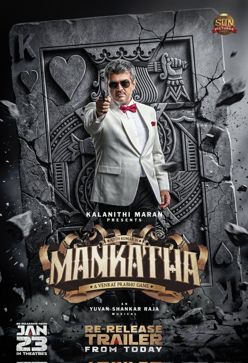 TFC_mass's tweet photo. History created 🔥 #Mankatha re-release trailer becomes the most liked re-release trailer ever in Kollywood.

62K+ likes | 552K+ views💪🥳 #AjithKumar  #AK64 

#MankathaFromJan23 - Booking Open Soon ( May be on or before Sunday ) https://t.co/JdLb03JjZP