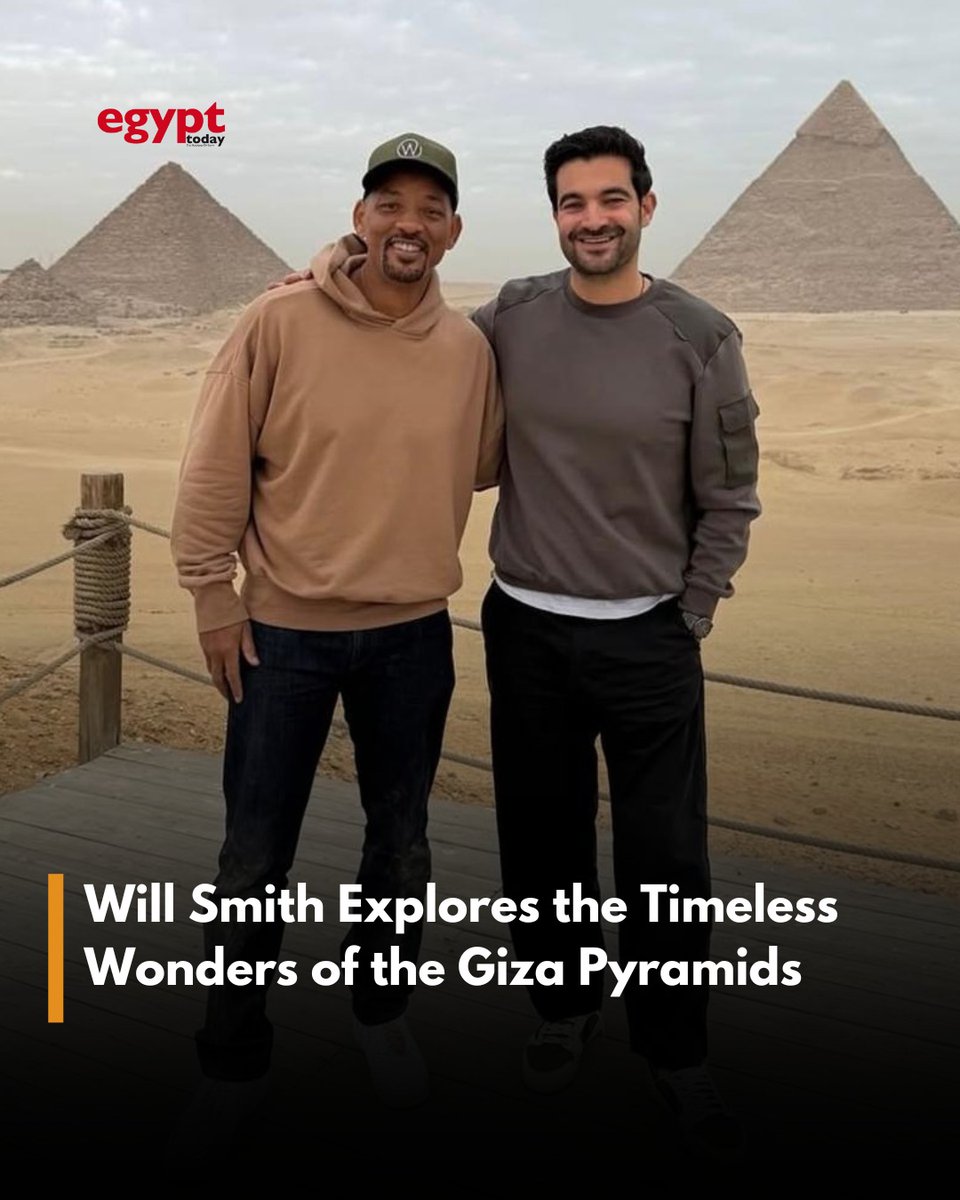 EgyptTodayMag's tweet image. Walking through 7000 years of history, Will Smith takes on the magic of the Giza Pyramids where legends never fade and every step tells a story. 

#Egypt #WillSmith #Pyramids | #مصر