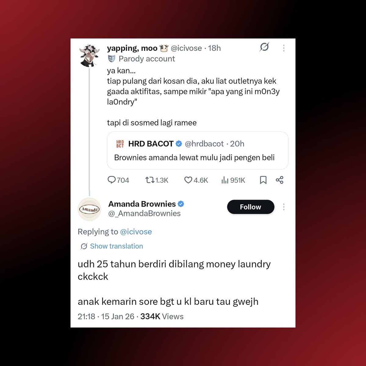 iPopBase's tweet image. Amanda Brownies shuts down ‘money laundering’ allegations:

“udh 25 tahun berdiri dibilang money laundry ckckck, anak kemarin sore bgt u kl baru tau gwejh”
