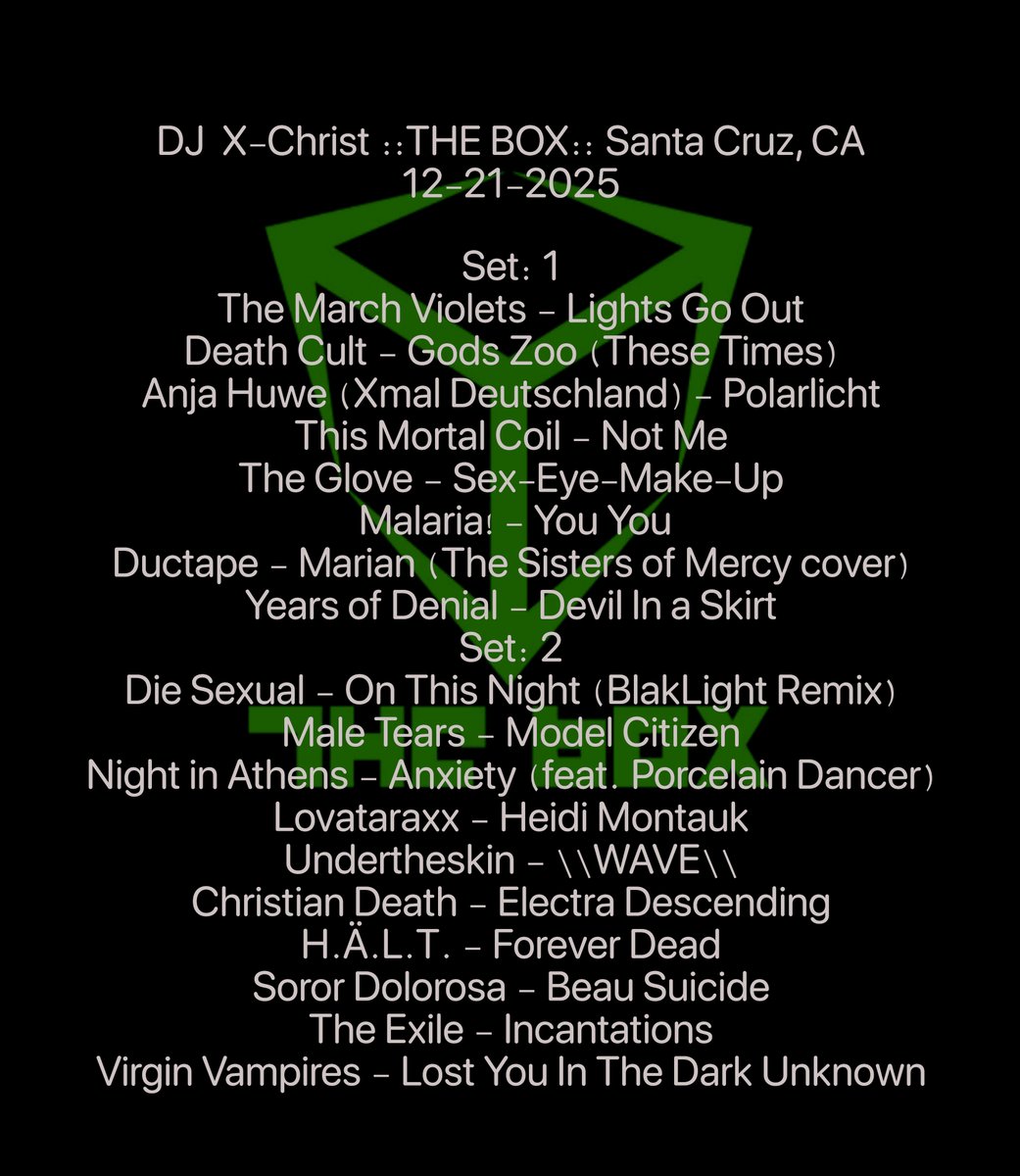 batastrophe's tweet image. Music I played at  ::The Box:: Santa Cruz, CA
12-21-2025
