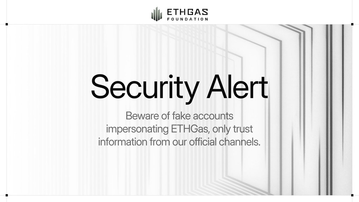 🚨 Security Alert: Beware of Imposters

We're seeing fake accounts being created impersonating ETHGas to trick community members.

Our only official X handles are:
<a href="/ETHGasFNDN/">ETHGas Foundation</a>
<a href="/ETHGasOfficial/">ETHGAS</a> 

⚠️ Important reminders:
- Only trust updates from official channels
- Bookmark our