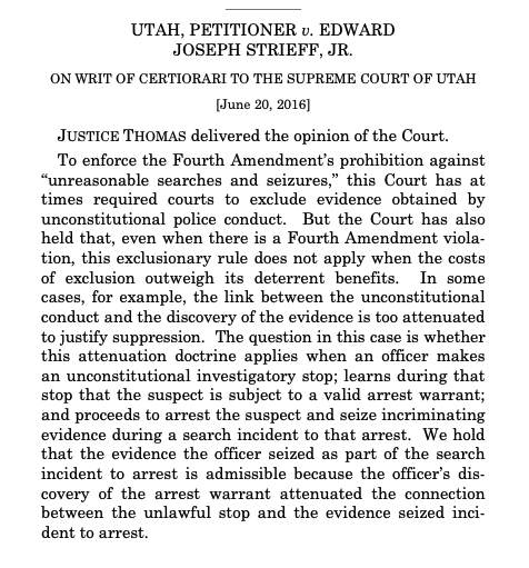 One problem with teaching Utah v. Strieff in Crim Pro is that students then think *everything* attenuates the taint.  A bird on a nearby tree chirped, and so the exclusionary rule can't apply.  To my mind, Strieff is just wrong; it doesn't fit the other cases, or the point of the
