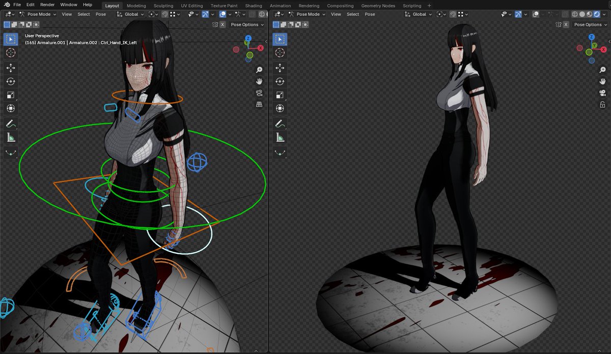 laru_tr's tweet photo. Been trying Mixamo Rig and it is quite a time-saver.

It still lacks rigs, such as making fist requires adjusting the fingers manually. Rigify/Auto-Rig Pro would definitely be better use in the long run.

#3DAnime #3DModel #b3d https://t.co/EoXgkG0f6Y