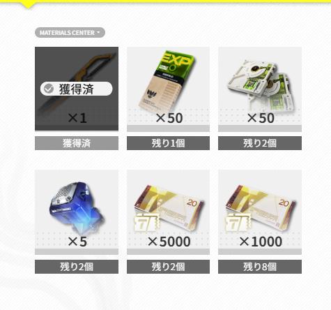 エンドフィールドの事前ガチャのこれ、どれが何のアイテムなのか分かんないマン。
青いやつは取っといたほうがよさげ？