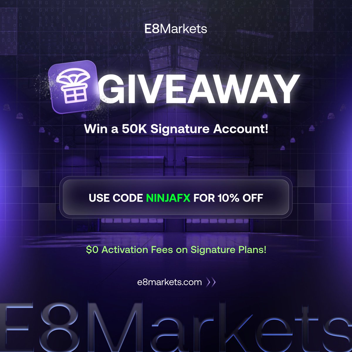 NFC_trading's tweet image. 🎊 2x50k E8 markets giveaway 🎊
Total Worth $100,000
We're Excited To Announce E8 Signature Futures Account Giveaway 🎉

Task: 👇🏻 
1️⃣Follow @NFC_trading @E8Markets &amp;amp; @_Venom_878
2️⃣Join discord: discord.gg/Qz3FgRKNe8
3️⃣ register - e8markets.com/d/NINJAFX 
4️⃣Like comment &amp;amp;…