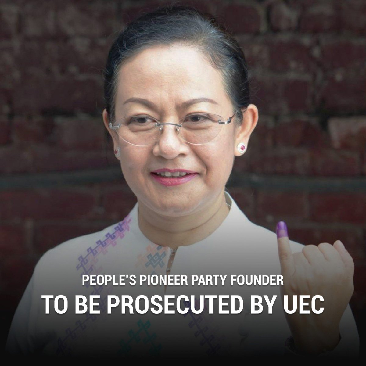 DVB_English's tweet image. The regime’s Union Election Commission stated on Wednesday that it’ll take legal action against the People’s Pioneer Party Chairperson Thet Thet Khine, along with a member of the party.
#WhatsHappeningInMyanmar #election2025
Read more: english.dvb.no/peoples-pionee…