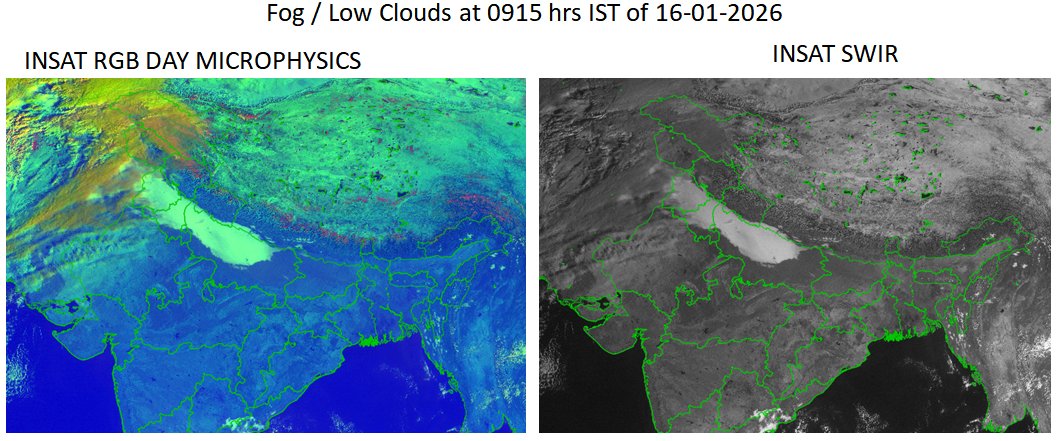 Indiametdept's tweet photo. Fog / low clouds at 0915 hrs IST of 16-01-2026       

#FoggyMorning #LowClouds #MorningFog

@moesgoi @airnewsalerts @DDNational @ndmaindia @ICRER_MHA