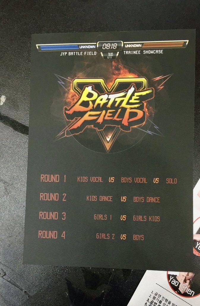 JYPE_TRAINEES's tweet image. “Did someone say 2016 is back? 👀”

Then let’s go back to the JYP ‘Battle Field’ Trainee Showcase! Look at this incredible lineup of trainees. 🤩