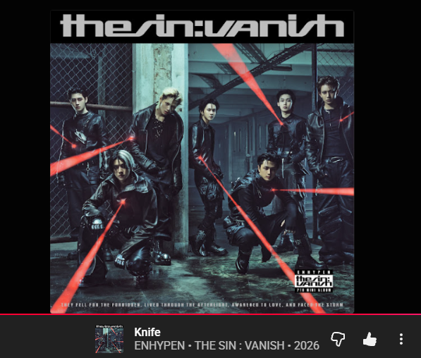 ENSTATIONID's tweet image. [INFO]

“KNIFE” juga sudah tersedia dalam platform Youtube Music!

🔗music.youtube.com/watch?v=1TGkoS…

Ayo ENGENE, dukung #ENHYPEN dengan streaming dan bagikan lagu ini sekarang juga 🔪

KNIFE OUT NOW
#ENHYPEN #THE_SIN_VANISH #THE_SIN_VANISH_OutNow #EN_Knife
@ENHYPEN @ENHYPEN_members