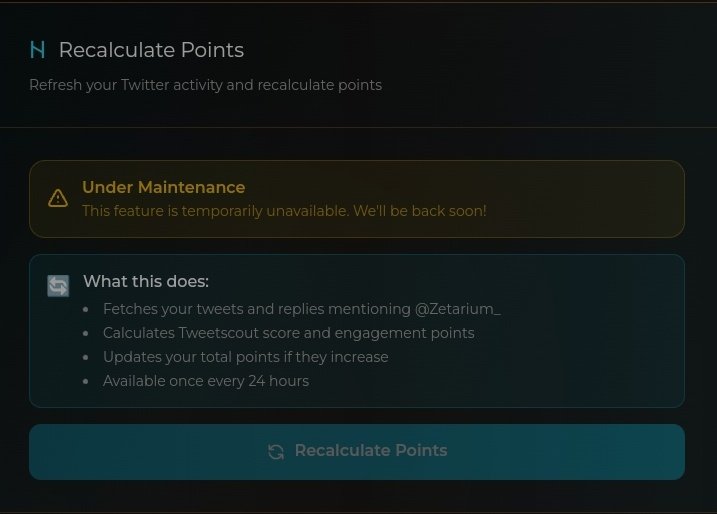 YuvrajT83513's tweet image. GM CT🌞

Until further notice,I would recommend we stop farming @Zetarium_

Their Airdrop portal is currently "Under Maintenance" as X has officially banned several APIs for infoFi

This isn't FUD,just trying to look out for the community. We need an update from #Zetarium_ first.
