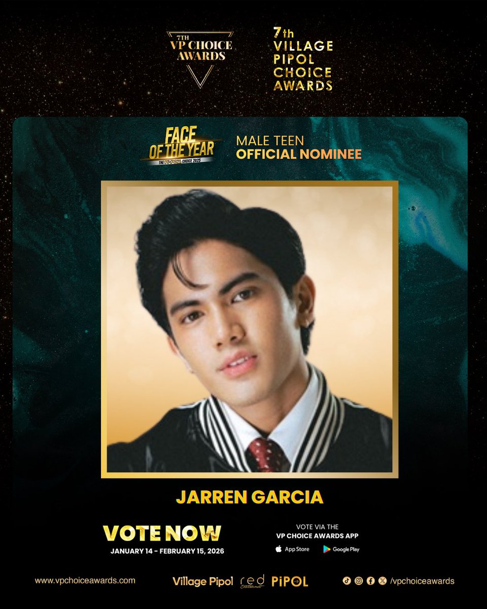 vpchoiceawards's tweet image. PIPOL, every vote you cast for #JarrenGarcia helps shape the rankings for the 7th VP Choice Awards – PIPOL Face of the Year (Teen Male), where influence, presence, and the voice of the PIPOL matter most.

What’s at stake:
☑️ A coveted VP Choice Awards Trophy
☑️ An invitation to…