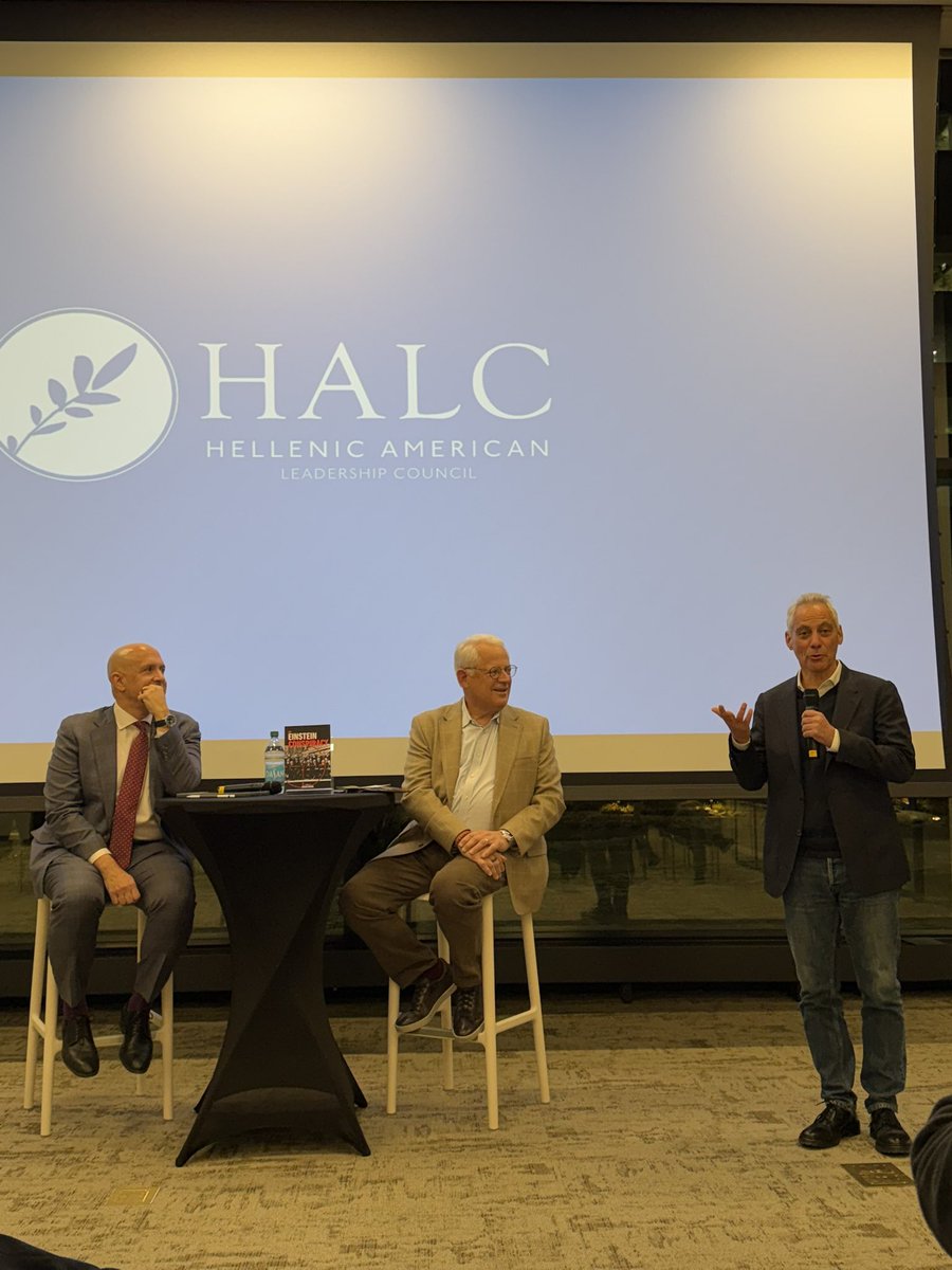 HellenicLeaders's tweet image. HALC hosted @RepSteveIsrael for a talk on his latest thriller - “The Einstein Conspiracy” with @Zemenides moderating and @RahmEmanuel introducing his former Congressional colleague and fellow author.