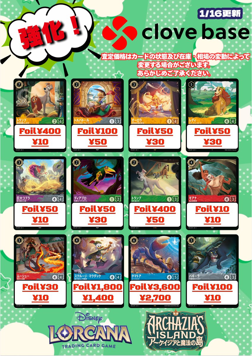 ロルカナ タマトア3枚 スクルージ・マグダック3枚 ディズニー ロルカナ