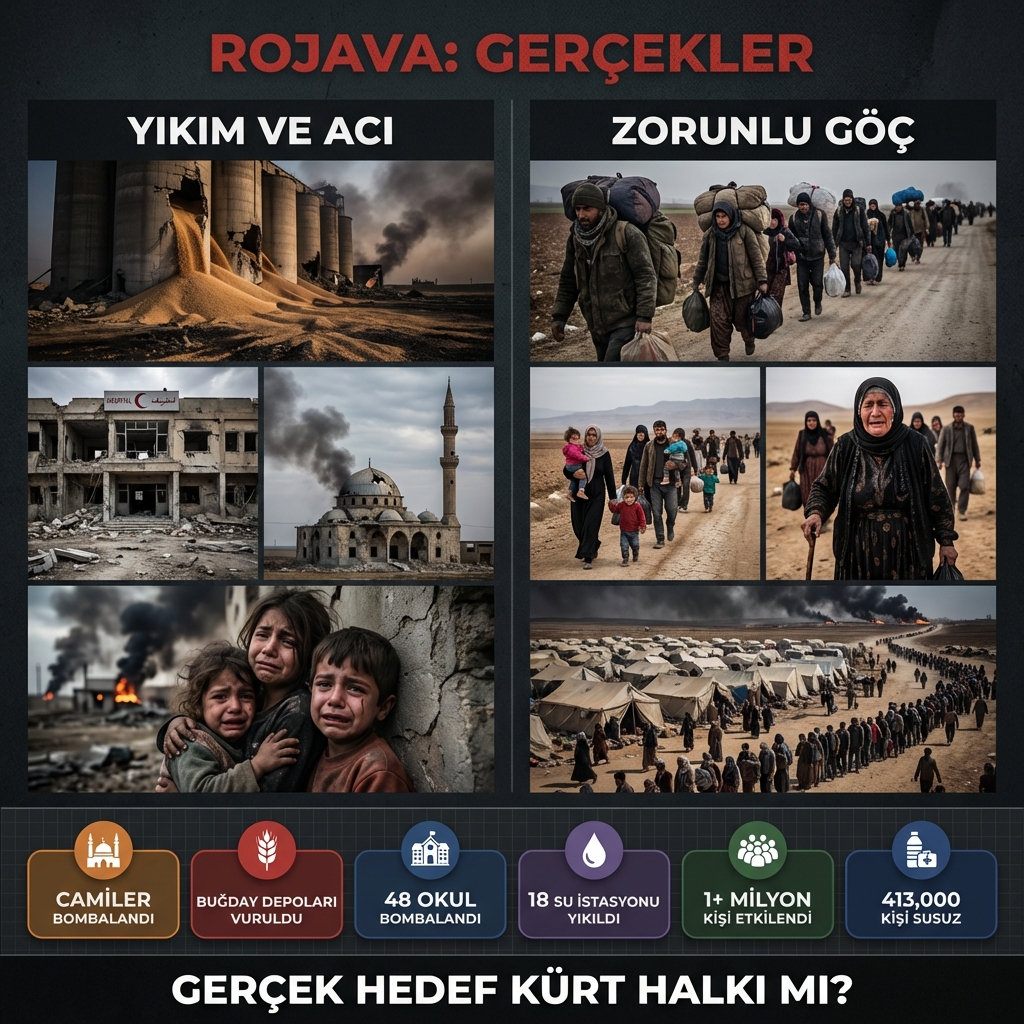 bedelboseli's tweet photo. Türkiye'nin desteklediği Sözde Cihatçı Örgütlerin Suriye'deki Gerçek Yüzü! 

🎭 1. Bir Türk-İslamcı yazarın  "Suriye'deki Rojava karşıtı örgütler içinde Kürt Mücahitler Gördüm" İddiası! 

Türkçü Kenan Alpay'ın söylemi: "HTŞ, DAEŞ, SMO v.s. örgütlerin saflarında Kürt mücahitler gördüm, onlarla çay içtim, onlar Allah rızası için, İslam dini için oradaydı, demek ki HTŞ, DAEŞ ve SMO'nun amaç Kürt düşmanlığı değil, cihattır... Suriye'deki mücadele Kürt kimliği ve halkına karşı bir mücadele değil. Kürt toplumunu inatla dinsizleştirmeye çalışan PKK-PYD'ye karşı bir mücadeledir." iddiası! 

Cevap:
Her millette işbirlikçi olur. Nazi Almanyası'nda da Yahudi işbirlikçiler (Judenrat) vardı - bu Holokost'u yani soykırmı meşru mu kıldı? Fransa'da da Nazilerle işbirliği yapan Fransızlar vardı - bu Fransa'nın işgalini haklı mı çıkardı? Birkaç Kürdün cihatçı gruplarla işbirliği yapması, 60 milyon Kürdün haklarını, topraklarını ve özgürlük mücadelesini geçersiz kılmaz.

Kritik Sorular:

O "mücahitler" hangi bayrak altında savaşıyor? Kürt bayrağı mı? Kürt kimliğiyle mi? Hayır.

Kürtçe haklarını savunuyorlar mı? Yüzde 98'i Kürt olan Afrin kentinde Kürtçe'yi yasaklayanlar, YPG'nin uyguladığı Kürtçe eğitimi yasaklayıp yerine Türkçe'yi getirerek Kürt ulusunun dilini yok oluşa sürükleyenler onlar.

Sizin bu sözde mücahitleriniz Kürt topraklarını koruyorlar mı? Kürt kent ve köylerini etnik temizlikle Araplara ve Türkmenlere veren onlar. Onlar Kürt olarak değil, sizin projenizin paralı askeri olarak oradalar. Kendi milletine ihanet eden her toplumda vardır. Buna "kardeşlik" değil, hainlik denir.

💣 2. "Hedef Kürtler Değil, PKK/YPG" Yalanını Çürüten SOMUT KANITLAR

Onların İddiası: "Mücadele Kürtlere karşı değil, PKK/YPG'ye karşı"

Türkiye Dışişleri Bakanı Hakan Fidan'ın Kendi Sözleri:
"Kuzey Suriye'de (Rojava) siviller için işletilen tüm altyapı, baraj, su depoları, buğday depoları ve enerji tesisleri güvenlik güçlerimizin meşru hedeftir."

Bombalanan Sivil Altyapılar (Belgelenmiş):
🌾 Halkın, çocukların gıda ihtiyacını sağlayan Buğday Depoları ve Silolar:

10 Ocak 2025: Bozanê (Ain Issa) ve Sirin yakınlarındaki iki tahıl deposu bombalandı.

21 Aralık 2024: Kobanî'deki tahıl merkezi drone ile vuruldu.

Ocak 2024: SDG açıkça belgeledi: "Türk saldırıları tahıl depolama tesislerini ve siloları hedef aldı".

🏥 Hastaneler ve Sağlık Tesisleri:

Ekim 2023: Derik'teki COVID-19 hastanesi tamamen yıkıldı.

Ekim 2023: Tel Rifaat Hastanesi büyük yıkıma uğradı, 4 kişi yaralandı.

Ekim 2023: Kobanî'deki Ekur Hastanesi (Doğum Evi) tamamen tahrip edildi.

Ocak 2024: Kobanî'deki Mishtaneur sağlık merkezi kullanılamaz hale getirildi.

Ocak 2024: Diyaliz hastanesi ve tıbbi oksijen fabrikası vuruldu.

Ocak 2025: Sınır Tanımayan Doktorlar hastanesi saldırıya uğradı: 8 ölü, düzinelerce yaralı.

Aralık 2024: Menbic'te 9 sağlık tesisi tahrip edildi, 3 Kürt Kızılayı ambulansı Türkiye destekli sözde mücahitler tarafından çalındı.

⚡ Elektrik ve Enerji Tesisleri:

10 Aralık 2024: Tişrin Barajı elektrik jeneratörleri drone ile imha edildi - 413.000 kişi elektriksiz ve susuz kaldı

Ekim 2023: 18 su pompa istasyonu ve 11 enerji santrali yıkıldı.

Ocak 2024: Bozanê'deki (Ain Issa) enerji santrali vuruldu.

Al-Sweidiya gaz ve enerji tesisi defalarca hedef alındı.

Sonuç: 11 kasaba ve 2.750 köyde yaşayan 1 milyondan fazla insan elektriksiz kaldı

💧 Su Altyapısı:

Alouk su istasyonu: 1 milyondan fazla insana hizmet veren tesis Ekim 2023'ten beri çalışmıyor.

2 Şubat 2025: Kobanî'nin TEK su istasyonu bombalandı - 200.000 kişi temiz sudan mahrum
Milyonlarca insan güvenli suya erişimini kaybetti

🏫 Okullar:

Ekim 2023: 48 okul tamamen yıkıldı.

10.000'den fazla çocuk okula gidemez hale geldi.

Kuzey ve Doğu Suriye Eğitim Bakanlığı, altyapı hasarı nedeniyle 2023'ün geri kalanında okulları kapatmak zorunda kaldı.

Soru:

Buğday mı terörist? Hastane mi terörist? Okul mu terörist? Su mu terörist?Bu, sivilleri hedef almaktır.

Sivil altyapıyı yok etmek BM Cenevre Sözleşmesi'nin açık ihlali ve savaş suçudur.

🏳️ 3. Afrin'de Kürtçe Yasağı: "Kardeşlik" Yalanının Kanıtı.

Onların İddiası: "Kürtlerle kardeşiz, haklarımız eşit"
Gerçekler:

Efrîn (Afrin), %98 Kürt nüfuslu bir kentti. Kürtçe, Arapça ile birlikte eğitim diliydi. Türkiye destekli güçler girince ne yaptılar?

✅ Kürtçe eğitimi yasakladılar
✅ Yerine Türkçe koydular
✅ Kürt yer isimlerini değiştirdiler
✅ Kürt mülklerini el koydular
✅ Demografik yapıyı değiştirmek için Arap ve Türkmen nüfusu yerleştirdiler
✅ Kürtleri evlerinden çıkarıp sokağa attılar, o sözde mücahit aileleri yerleştirildi.
✅ Şam'ı ele geçirdiklerinden Efrinden gidenler ailelere ''Biz para yani haraç vermezseniz evi yıkarız'' dediler. Para bulamayanların evlerini yıkıp gittiler. Kapı ve pencereleri bile götürdüler.

Soru:
%98'i Kürt olan bir şehirde Kürtçe'yi yasaklayıp Türkçe'yi dayatmak hangi "kardeşlik"? Esad'dan daha mı "İslami"siniz?

☪️ 4. "İslam İçin Cihat" Yalanı

Onların İddiası: "Allah rızası için savaşıyorlar"
Gerçekler:

Eğer amaç "İslam için cihat" ise: İsrail'e neden tek kurşun sıkmadınız?

✅ Golan Tepeleri'ni verdiler
✅ Şam'a kadar olan bölgeleri verdiler
✅ Masa başında imza attılar
✅ Tek bir çatışma bile olmadı

Ama Kürt bölgelerine girdiklerinde:

❌ 14-15 yaşındaki kız çocuklarına tecavüz ettiler
❌ Evleri yağmaladılar
❌ Zeytinlikleri çaldılar
❌ Tavukları bile çaldılar
❌ Sivilleri öldürdüler
❌ Hastaneleri bombaladılar
❌ Okulları yıktılar

Soru:
Hangi İslam bu?

Güçlü İsrail devletine toprak veren, ama zayıf ve mazlum Müslüman Kürt çocuklarına tecavüz eden "mücahitler" hangi dinin temsilcisi? Bu "cihat" değil, Kürt soykırımı projesidir. İslam kılıfı sadece bir maskedir.

🏛️ 5. "Suriye ARAP Cumhuriyeti" Çelişkisi

Onların İddiası: "Herkes eşit, kardeşiz, etnik ayrım yok"

Cevap:
Peki neden:Devletin adı "Suriye ARAP Cumhuriyeti"?
Kürtler, Süryaniler, Türkmenler, Ermeniler de orada yaşıyor.

Ama devlet ismi sadece BİR etnisiteyi temsil ediyor.

Eğer "İslam kardeşliği" diyorsanız, neden "Suriye İslam Cumhuriyeti" değil? Çünkü bu hareketin gerçek amacı Arap milliyetçiliği + Türk emperyalizmi'dir. İslam sadece kullanılan bir araçtır. Türk devleti ''Kürtler, hiç bir hak elde etmesin de ne olursa olsun'' siyaseti gidiyor.

🧬 6. "Ben Türk'üm, Siz Kardeşimsiniz" Yalanı!

Cevap:

Sen DNA testi yaptır. Büyük ihtimalle:Rum 🇬🇷
Ermeni 🇦🇲
Kürt ☀️
Laz ☸️
Gürcü 🇬🇪
Süryani 🦅

veya bunların karışımı çıkacaksın!

Anadolu'da "saf Türk" diye bir şey yok. Osmanlı, işgal ettiği halkları asimile etti - dillerini, dinlerini, isimlerini değiştirdi. Sen aslını inkâr eden bir haramzadesin. Ve şimdi aynı şeyi Kürtlere yapmaya çalışıyorsun:

Türkçülük adına "Müslüman kardeşim" diyerek kimliklerini silmeye. Ama Kürtler anasını babasını - yani özünü - satmayacak. Kürt, Kürt olarak kalacak. Bu sizin çok zorlarınıza gidiyor çünkü biz sizin gibi haramzade olmayı reddediyoruz!

SON SÖZ:
Tarih boyunca her işgalci, işgal ettiği halktan işbirlikçiler bulmuştur. Bu işgali meşrulaştırmaz - sadece işbirlikçilerin ahlaksızlığını gösterir. Sen o sözde "Kürt mücahitlerle" çay içerken, senin desteğinle Afrin'de onların "kardeşleri" Kürt kızlarına tecavüz ediyordu, Kobanî'de hastaneler bombalanıyordu, Serekanî'de buğday depoları yakılıyordu, Kürt çocuklar okullarına gidemiyordu. O çayın tadı nasıldı?
@bedelboseli
