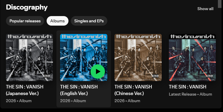 ENSTATIONID's tweet image. [INFO]

ENGENES!
Jangan lupa streams di Spotify untuk semua versi album ya!
Happy streaming 🎧

1. KOREAN
open.spotify.com/album/62K0QHi2…

2. ENGLISH
open.spotify.com/album/4h3umvQD…

3. JAPANESE
open.spotify.com/album/6BJr4Qzu…

4. CHINESE
open.spotify.com/album/5pEZOQxm…

KNIFE OUT NOW 
#ENHYPEN #THE_SIN_VANISH…