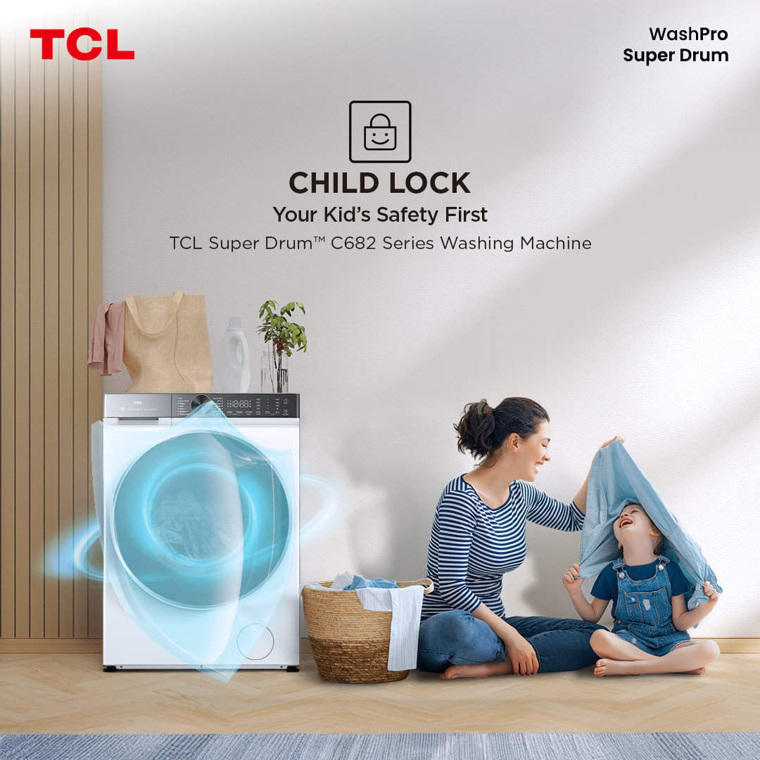 TCLPH's tweet photo. Safe laundry days start here. The C682 features a Child Lock to keep curious hands out while you focus on fresh, clean clothes for the whole family.
#TCLSmartClean #TCLSupremeCare #TCLSuperDrum #TCLC682 #TCLInspireGreatness #TCLPhilippines https://t.co/fDJC9WONs3