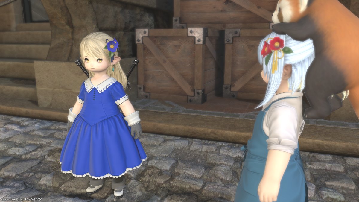Ridillで頭お花装備をくばられてるかたがいらっしゃいました。
ありがとうございます。
　＃FF14