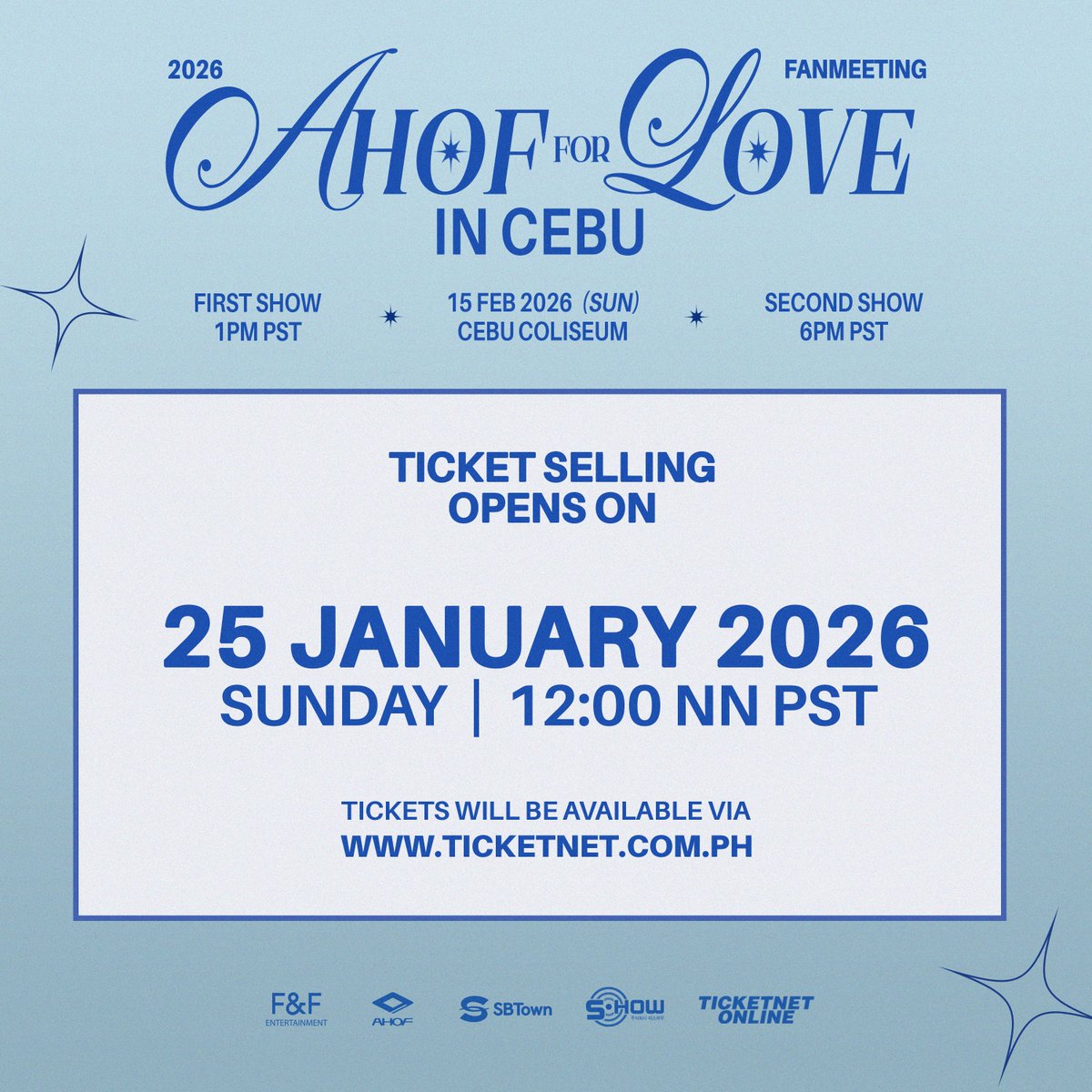 officialsbtown's tweet image. FOHA! Are you ready? 💓

You’ve read it right! Ticket selling for the 2026 Fan Meeting: AHOF for Love in Cebu, is on January 25, 2026, at 12:00 NN PST 🎟️

Tickets will be available via ticketnet.com.ph