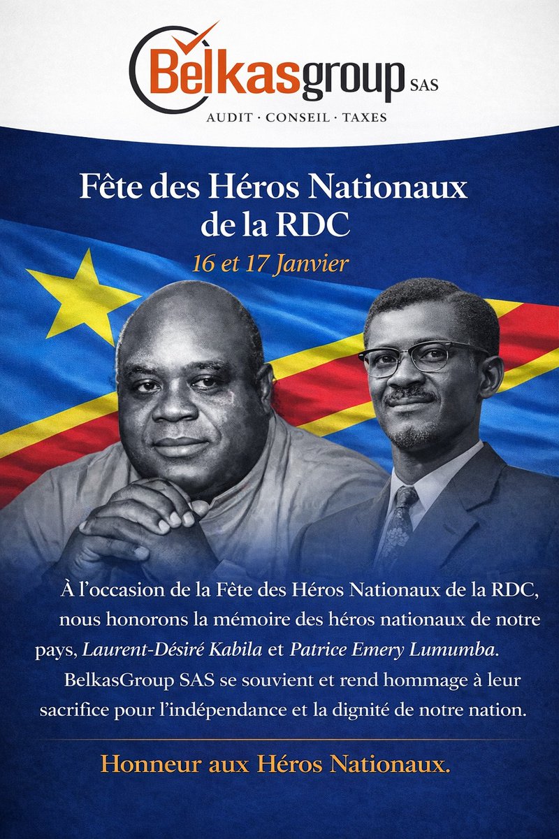 A l’occasion de la fete des heros nationaux de la RDC,<a href="/BelkasgroupSAS/">Belkas group SAS</a> se souvient et rend hommage a Mzee laurent-Désiré kabila et Patrice Emery Lumumba pour leur sacrifice pour l’independance