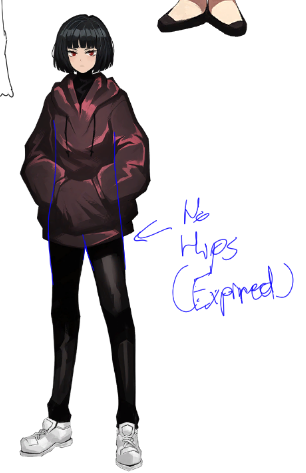 ScrunklyDragon's tweet image. as we can see, in the first slide, ryoshu's hip is quite wide when compared to the width of her shoulders. This means that her body is in her prime. meanwhile, on the second slide, teen ryoshu's hips significantly shrunk, this is because her body has expired.