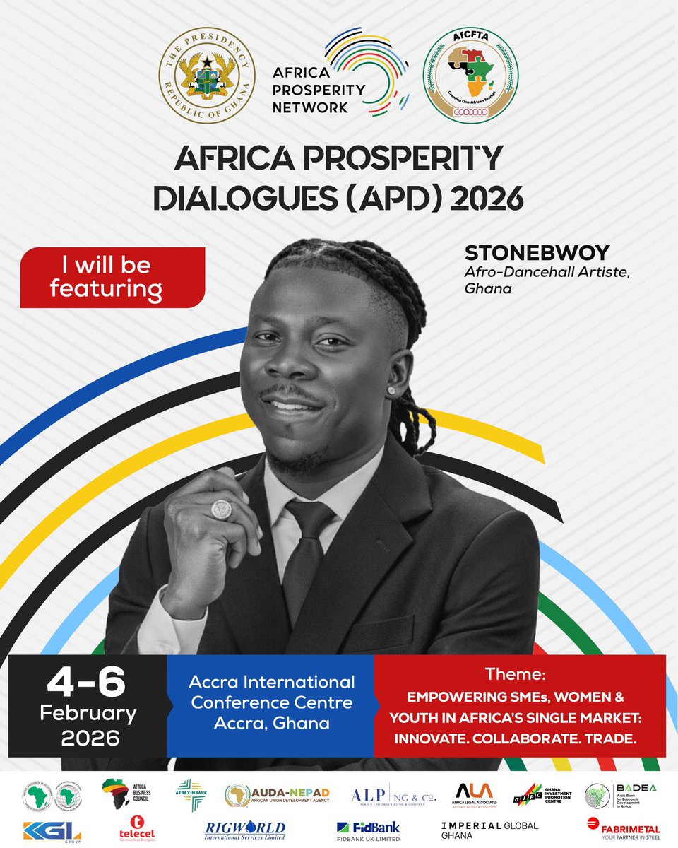 Maddix_001's tweet image. Stonebwoy will be featuring at the Africa Prosperity Dialogues (APD) 2026.

#Stonebwoy
#TORCHERII