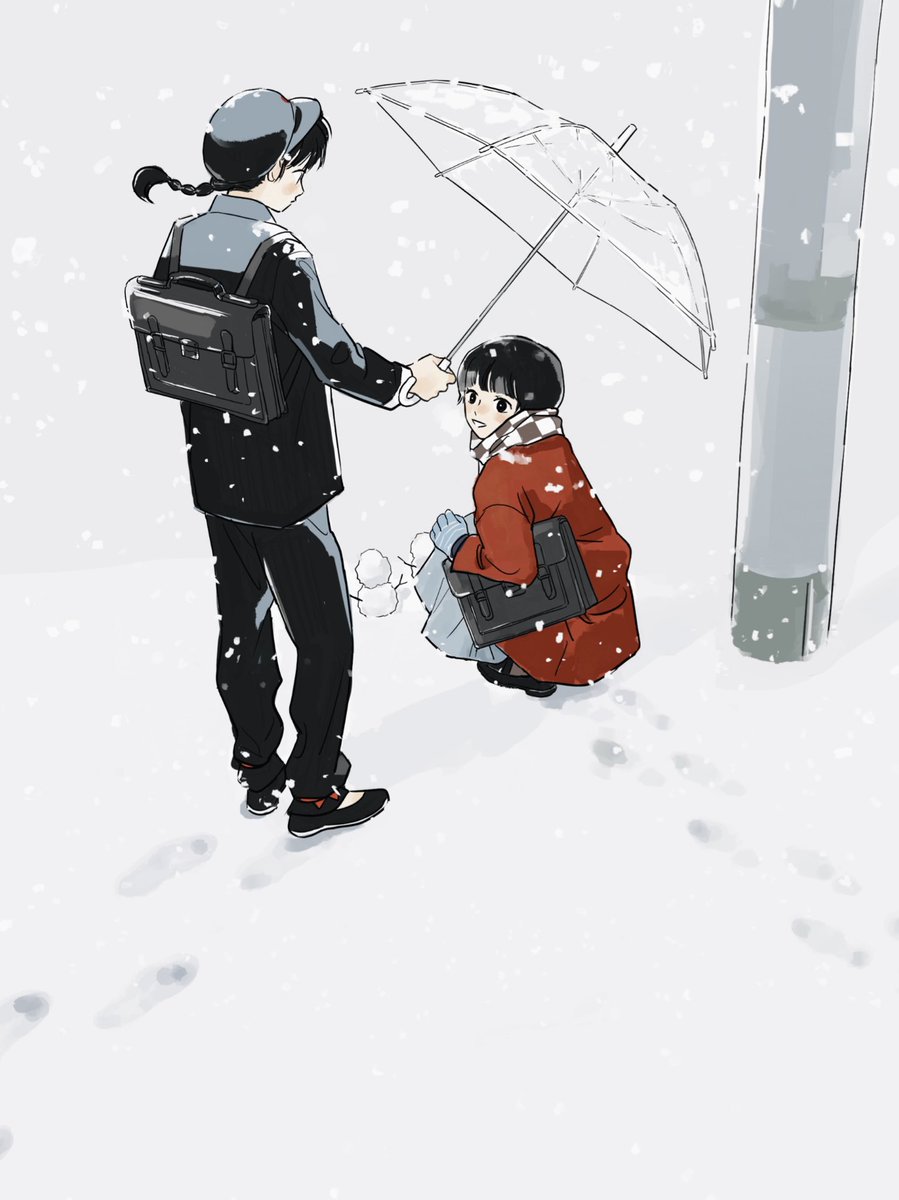 hiroko_hiyokogm's tweet image. 傘と雪の日
#らんま2分の1  #らんま #あかね #イラスト