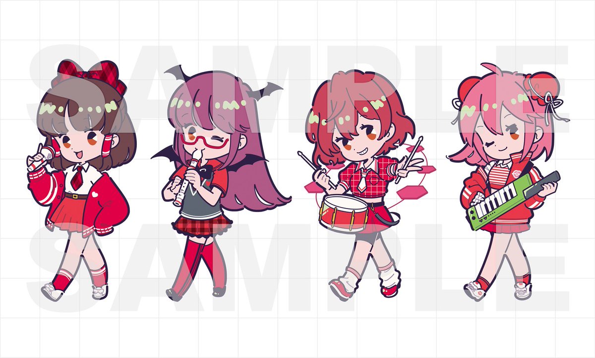 🎵お知らせ🎵
こちらの『東方Project』グッズの一部イラストを描かせていただきました！
マーチングバンドモチーフの博麗霊夢・小悪魔・堀川雷鼓・茨木華扇です。
1月中旬より全国の100円ショップにて順次販売とのことです。