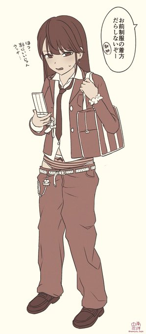 無事アカウント復旧したんで落書きです 平成のブレザー腰パンスタイル女子(妄想) 