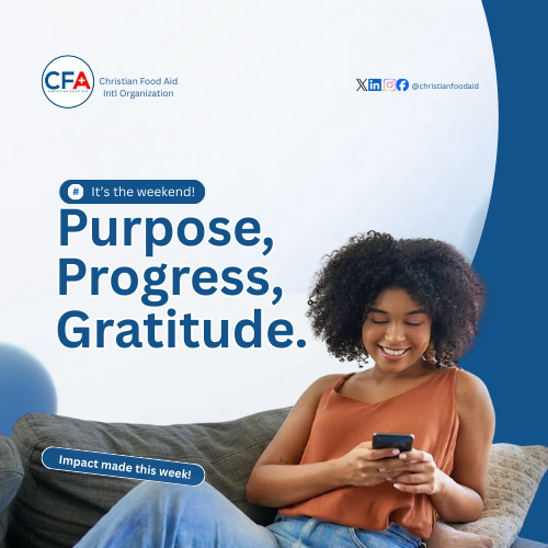 CFA_Intl's tweet photo. Purpose pursued.
Progress recorded.
Gratitude embraced.
Happy weekend from Christian Food Aid.

#ChristianFoodAid #SAEE #SAEEProject #FaithInAction #ImpactWork #FoodSecurity #EndHunger #NoOneGoesToBedHungry #SamaritansPurse #CommunityImpact https://t.co/rxbJiMfHMR