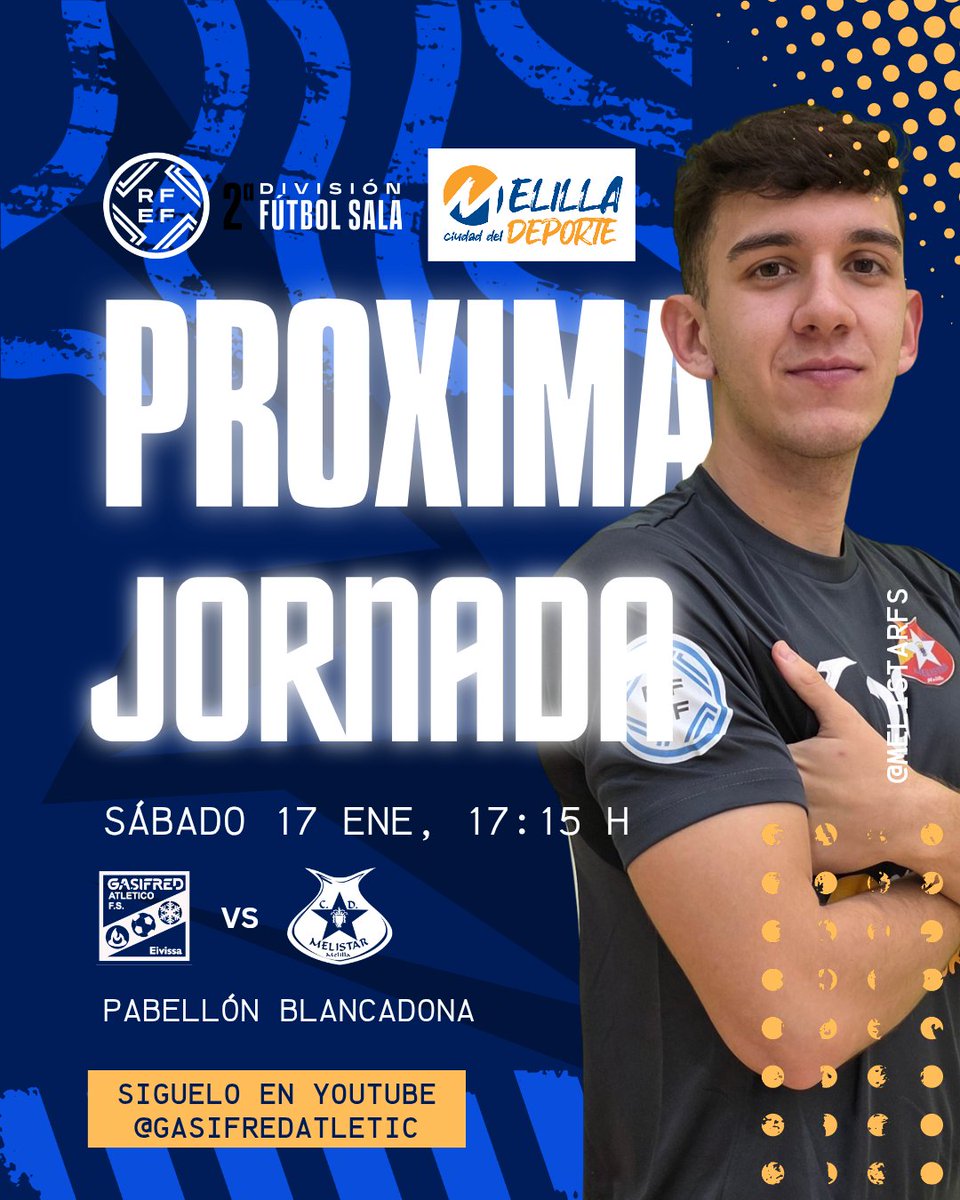 JORNADA 15
📅 Sábado 17 de enero
⏰️ 17:15 horas
🆚️ <a href="/gasifredatletic/">Gasifred Atlético Ibiza</a>
📍 Pabellón Blancadona
📺 youtube.com/live/rL7-CLhe_…