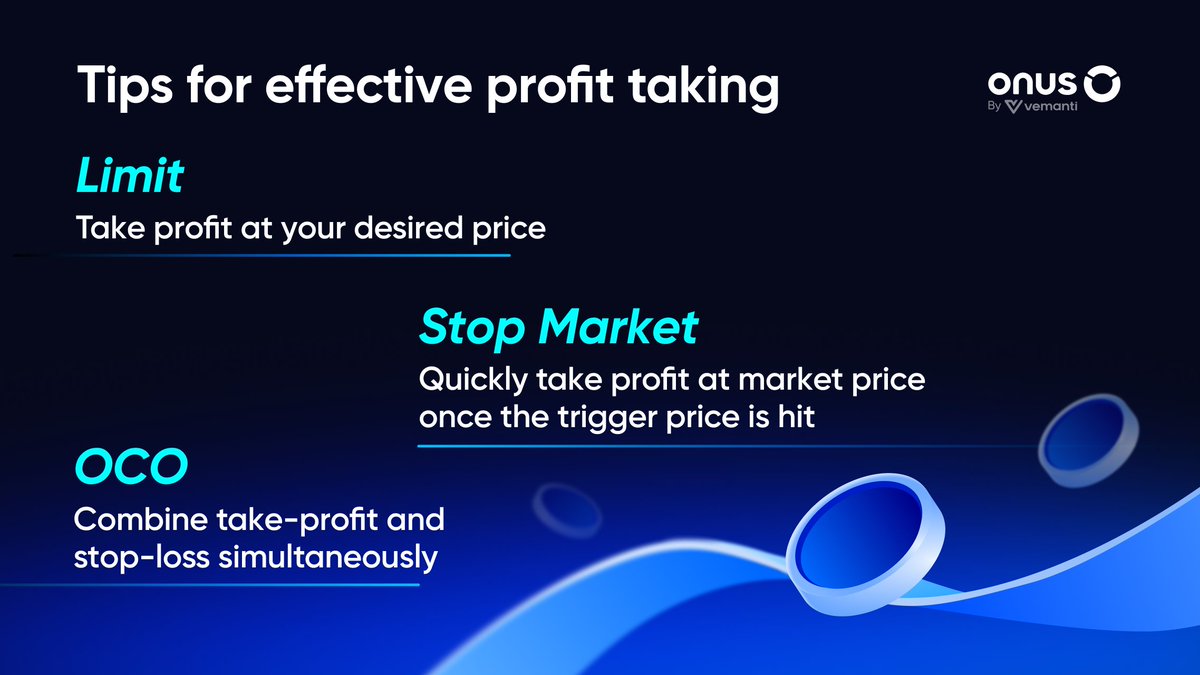 ONUSFinance's tweet image. Stop letting your profits turn into losses! 🛑

Most traders fail not because they buy wrong, but because they don't know when to EXIT. In a volatile market, a "paper profit" isn't real until you hit that sell button. 💸

Discover these strategies to take profit effectively now!…